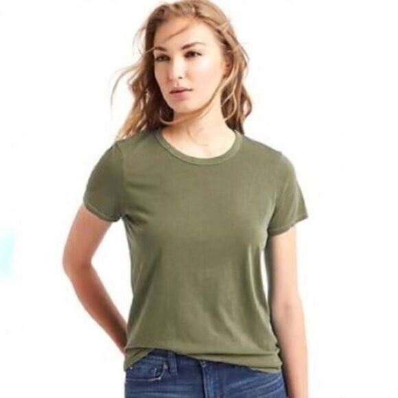 Gap Olive Green Crewneck Vintage Slub Tee - Picture 1 of 4